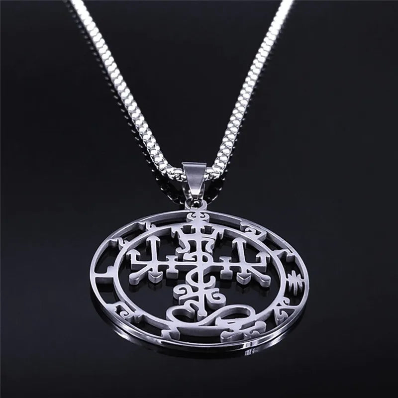 Satan Symbol Silver Pendant Necklace — Stainless Steel