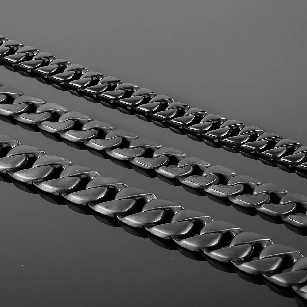 Polished Brushed Matte Black Stainless Steel Bracelet For Men Mannen Armband Jewelry Accessories 12/13/18MM On Hand