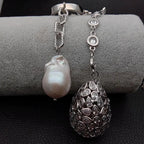 Iced Pearl Teardrop Pendant Necklace — 22"