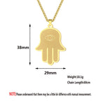 Hamsa Evil Eye Pendant Necklace — Stainless