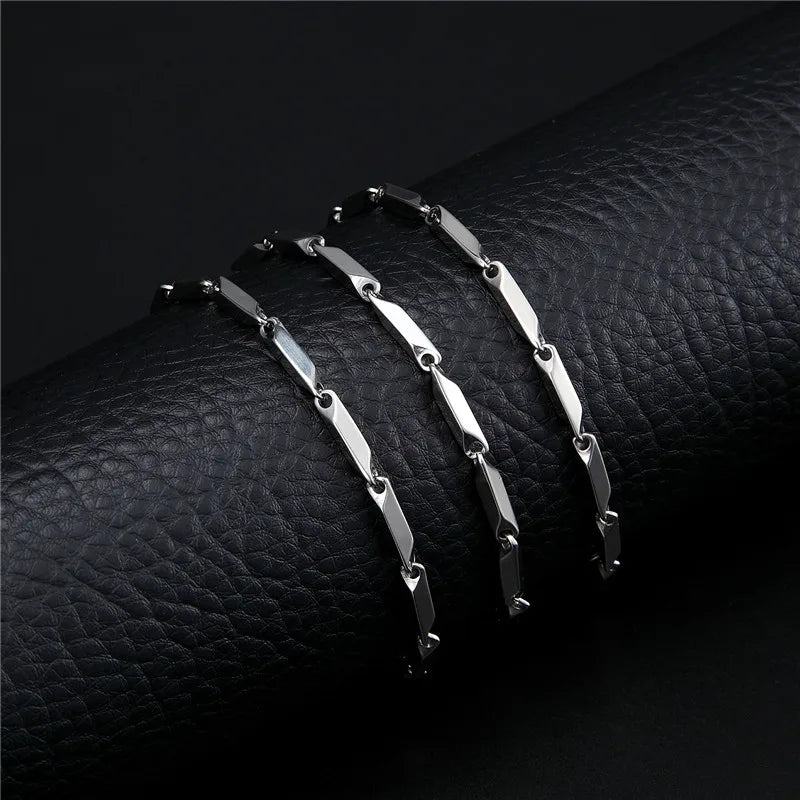 Rhombus Chain Necklace 2mm & 3mm — Stainless Steel, 50cm & 60cm