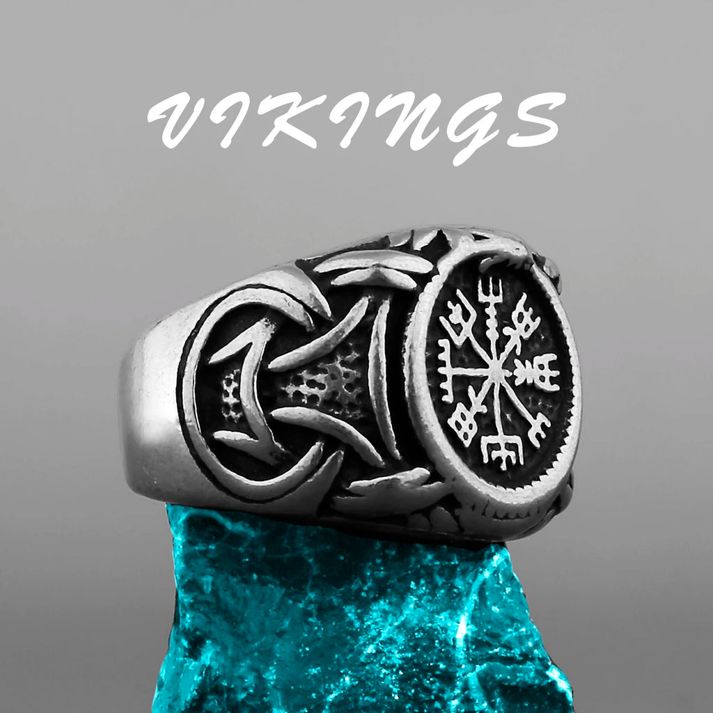 Nordic Viking Stainless Steel Ring Anchor Compass Tree of Life Viking Rune Wolf Men and Women Ring Jewelry Factory