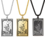 Dawapara Skeleton Tarot Necklace Amulet Marigold Tarot Card Major Arcana Necklaces Halloween Gift Stainless Steel
