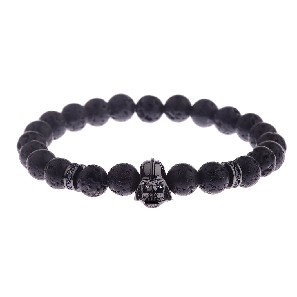 Charm Mens CZ Beaded Bracelets 8mm Bright Black Lava Stone Bracelets Homme Black Matte Bracelets For Women Dropshipping