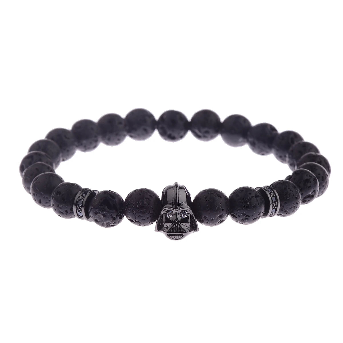 Charm Mens CZ Beaded Bracelets 8mm Bright Black Lava Stone Bracelets Homme Black Matte Bracelets For Women Dropshipping