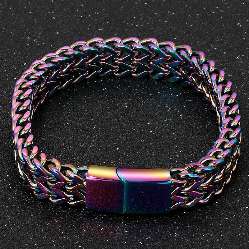 Men's 316L Stainless Steel Wrist Bracelet Man On Hand Chain Bracelets For Men Logo & Name & Date Engraved Male Jewelry