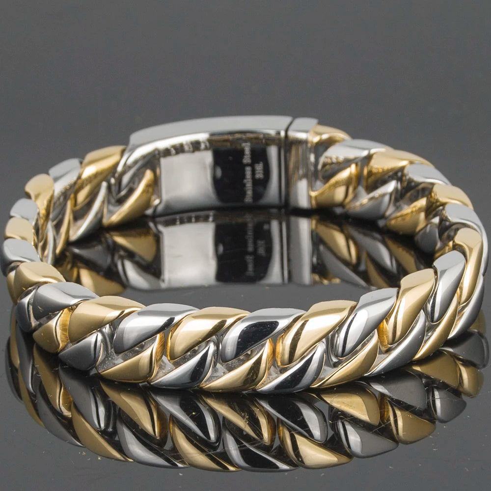 Luxury Gold Color Bracelet Man Friendship Men's Bracelets & Bangles In Metal Stainless Steel On Hand Jewelry Gifts For