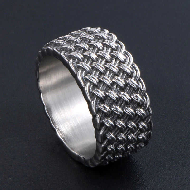 Sales Retro Cool Weaved Rings For Man Wedding Bands Jewelry Fashion Stainless Steel Men's Rings Men Finger Jewelry
