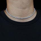 Iced Out Tennis Ball Charm Choker Necklace — Copper Alloy