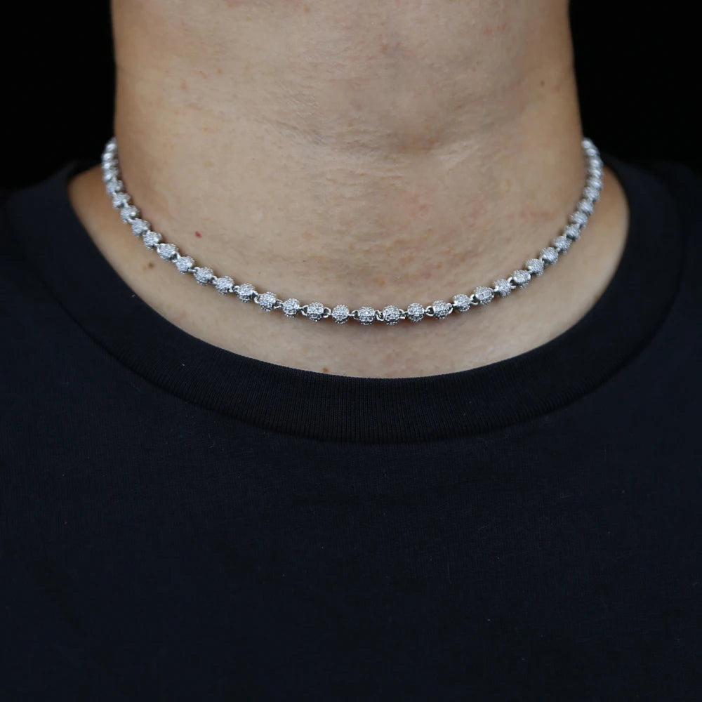 Iced Out Tennis Ball Charm Choker Necklace — Copper Alloy