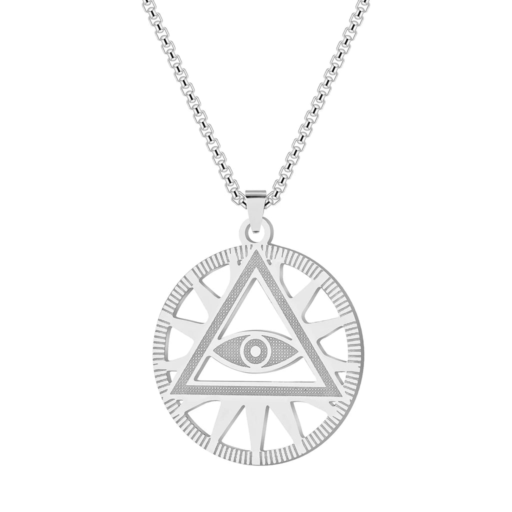 All-Seeing Eye Pyramid Necklace — Stainless Steel