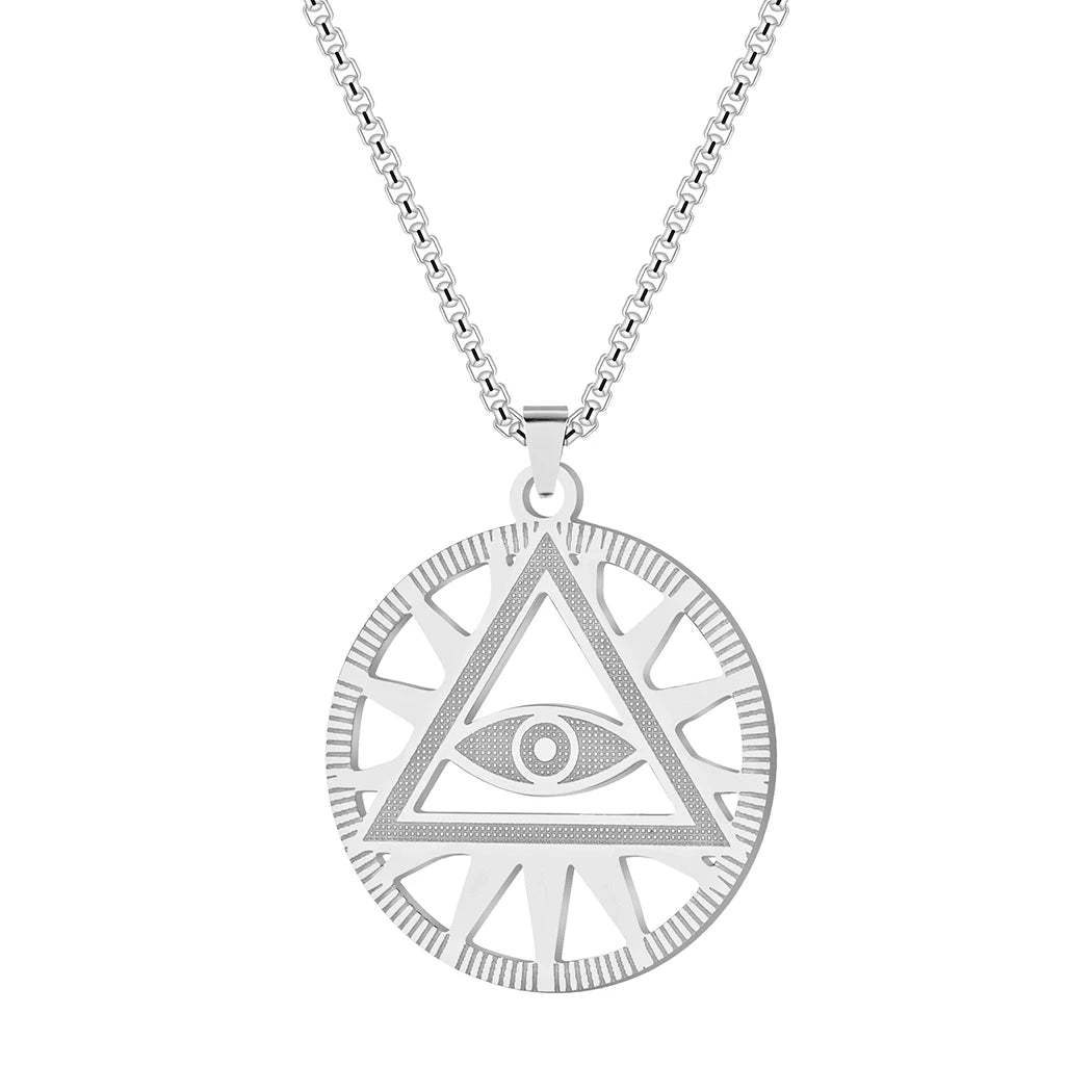 All-Seeing Eye Pyramid Necklace — Stainless Steel