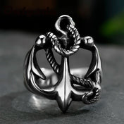 Anchor Trident Totem Ring for Men — Stainless Steel