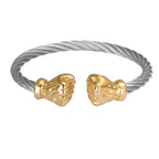 Fist Open Cuff Bangle Elastic Bracelet for Men — Two-Tone