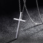 Minimalist Cross Pendant Necklace — Silver