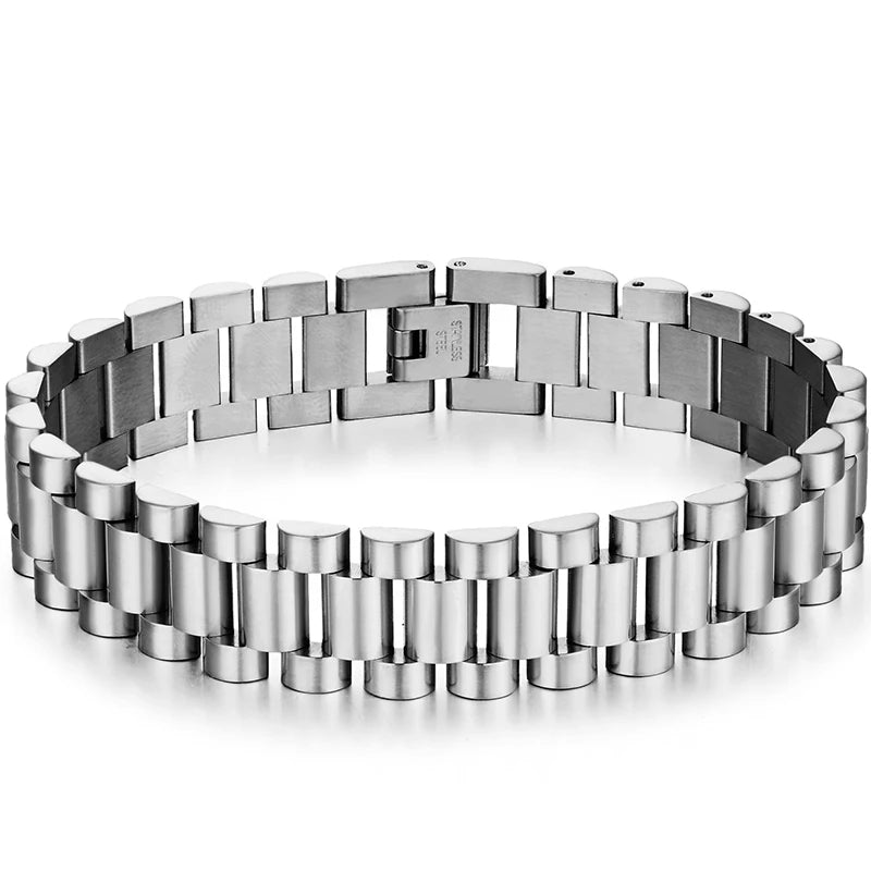 316L Stainless Steel Bracelet For Man Women 15MM Wide Link Watch Chain Men's Bracelets Necklaces Mannen Armband Hand