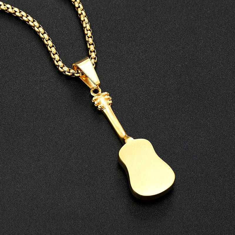 Guitar Stainless Steel Pendant Necklace