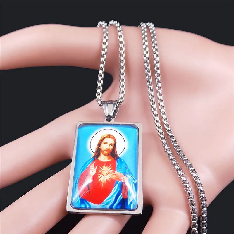 Sacred Heart Jesus Pendant — Silver