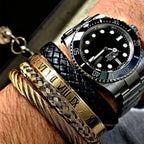 Luxury Roman Royal Classic Titanium Steel Hemp Rope Buckle Open Bangle Bracelets Fashion Type C Twisted Numeral For Men