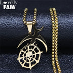 Gold Statement Long Pendant Necklace — Stainless Steel