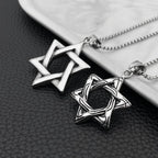 Silver Star of David Pendant Necklace — Stainless Steel