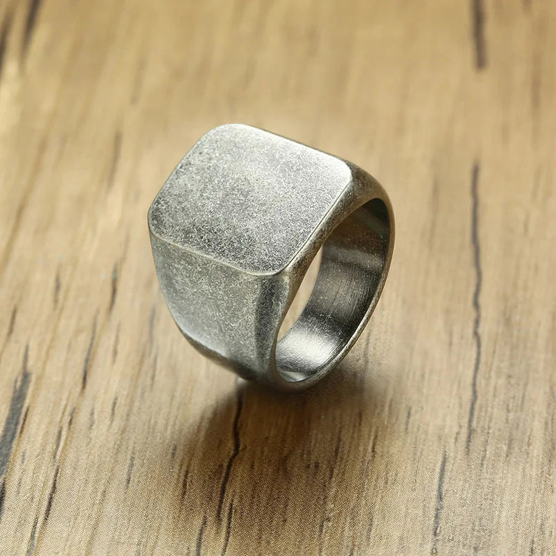 Vnox Stylish Signet Rings for Men, Male Pinky Ring with Black Square CZ Stone,Gold Color Stainless Steel Metal Jewelry