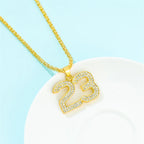 Iced Out Number 23 Cuban Chain Necklace — Gold-Tone