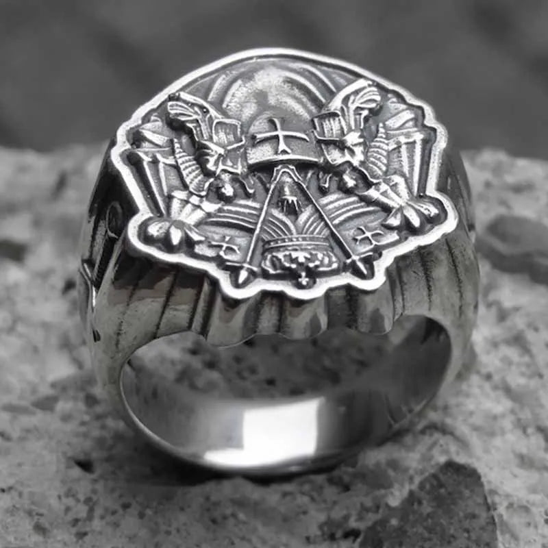Knights Templar Red Cross Punk Ring — Stainless Steel