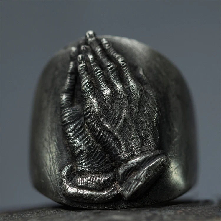 Virgin Mary Praying Hands Ring for Men — Vintage Religious Band