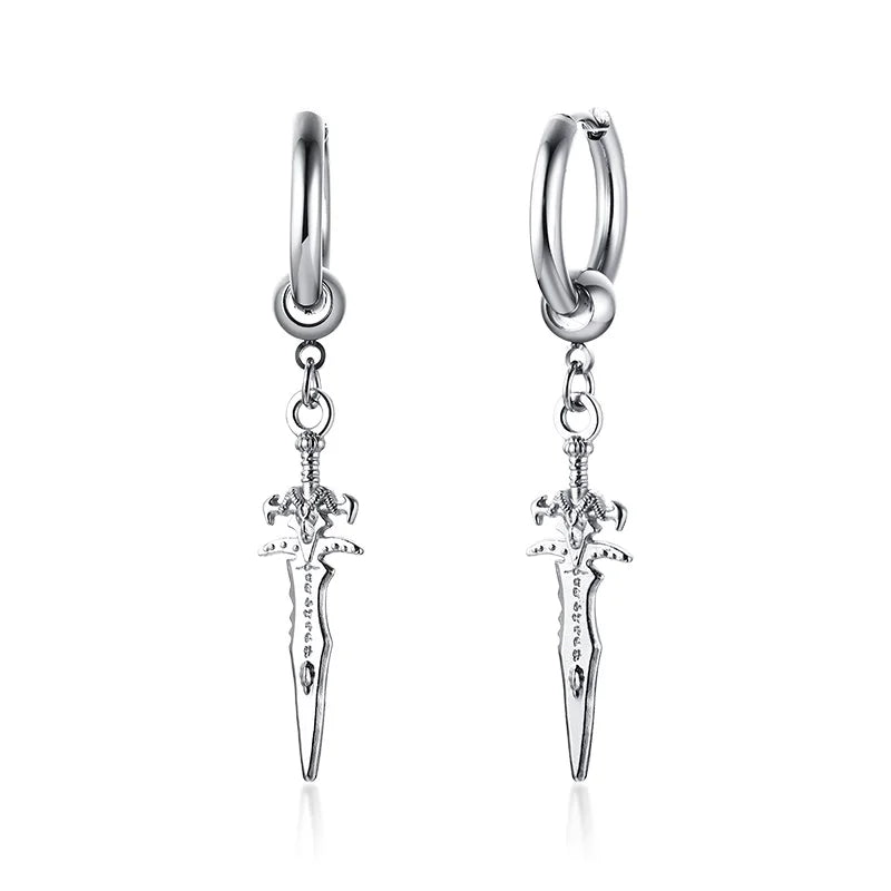 Silver Paperclip Hoop Earrings — Stainless Steel