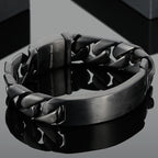Masculine Brushed Black Stainless Steel Bracelet for Man Men's Bracelets Nickel-Free Hypoallergenic Jewelry Gifts for