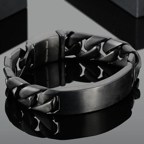 Masculine Brushed Black Stainless Steel Bracelet for Man Men's Bracelets Nickel-Free Hypoallergenic Jewelry Gifts for