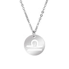 Lemegeton Zodiac Women's Necklace 12 Constellations Stainless Steel Pendant Choke Astrology Aries Leo Ring Jewelry Birthday Gift