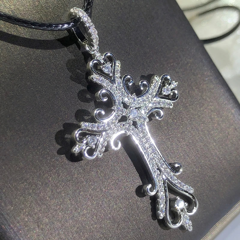 925 Silver Gothic Dark Cross Pendant