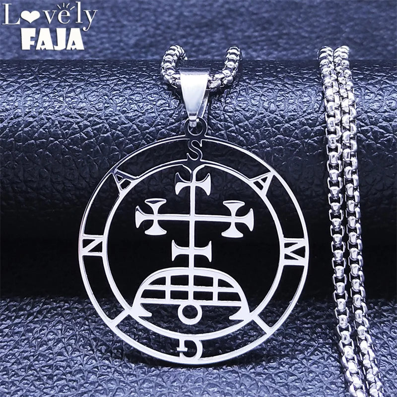 Baphomet Silver Pendant Sigil Samigina Seal Satan