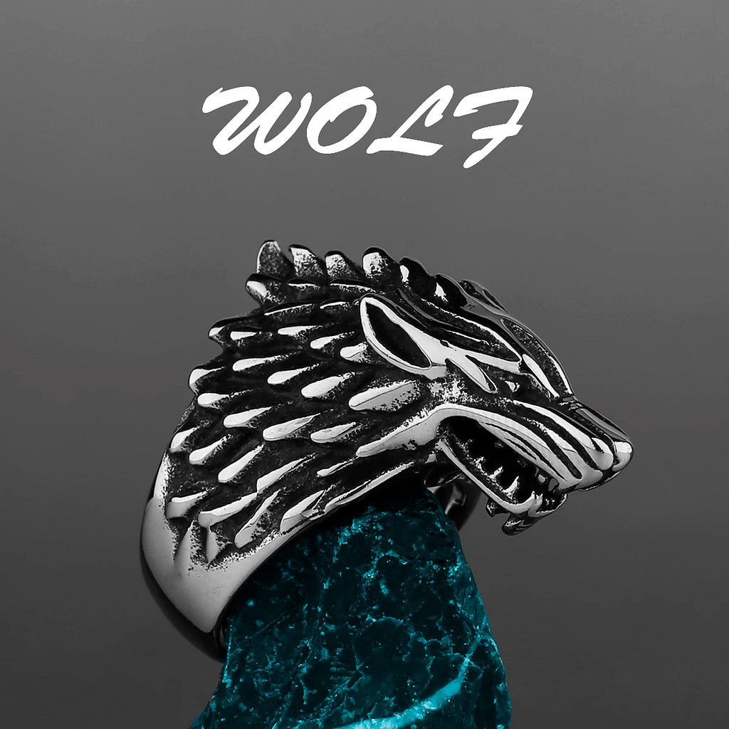 Nordic Viking Stainless Steel Ring Anchor Compass Tree of Life Viking Rune Wolf Men and Women Ring Jewelry Factory Wholesale