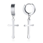 Cross Mini Huggie Hoop Earring — Stainless Steel