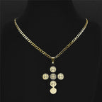 Saint Benedict Cross Pendant Necklace — Gold-Tone