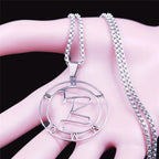 Mammon Silver Round Pendant Necklace — Stainless Steel