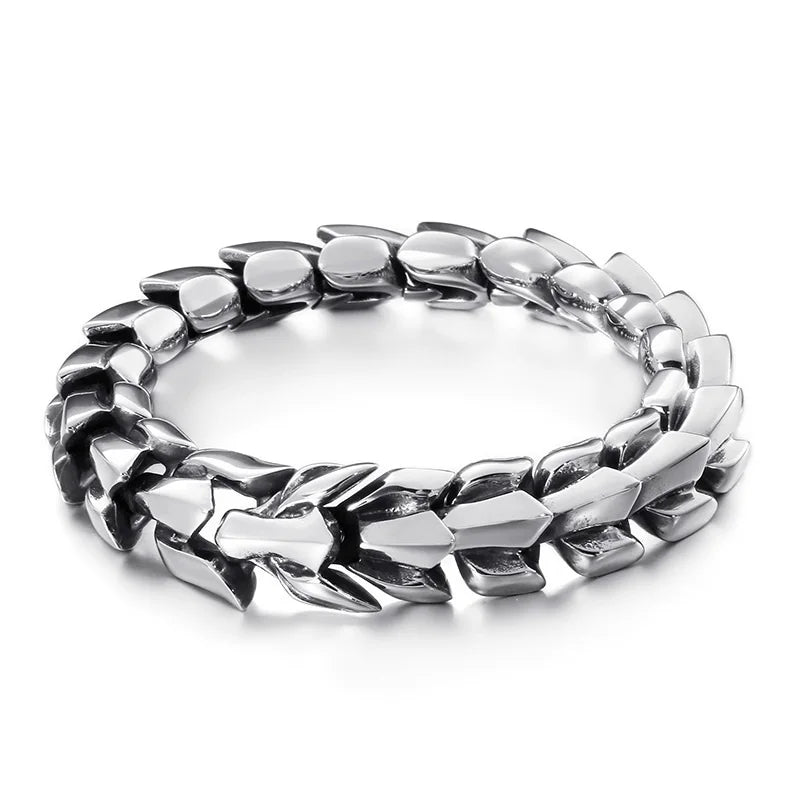 Punk Rock Viking Cuban Curb Bracelet Wrist Men Retro Hiphop Stainless Steel Charm Chain Male Dragon Bracelets Bangle