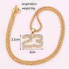 Iced Out Number 23 Cuban Chain Necklace — Gold-Tone