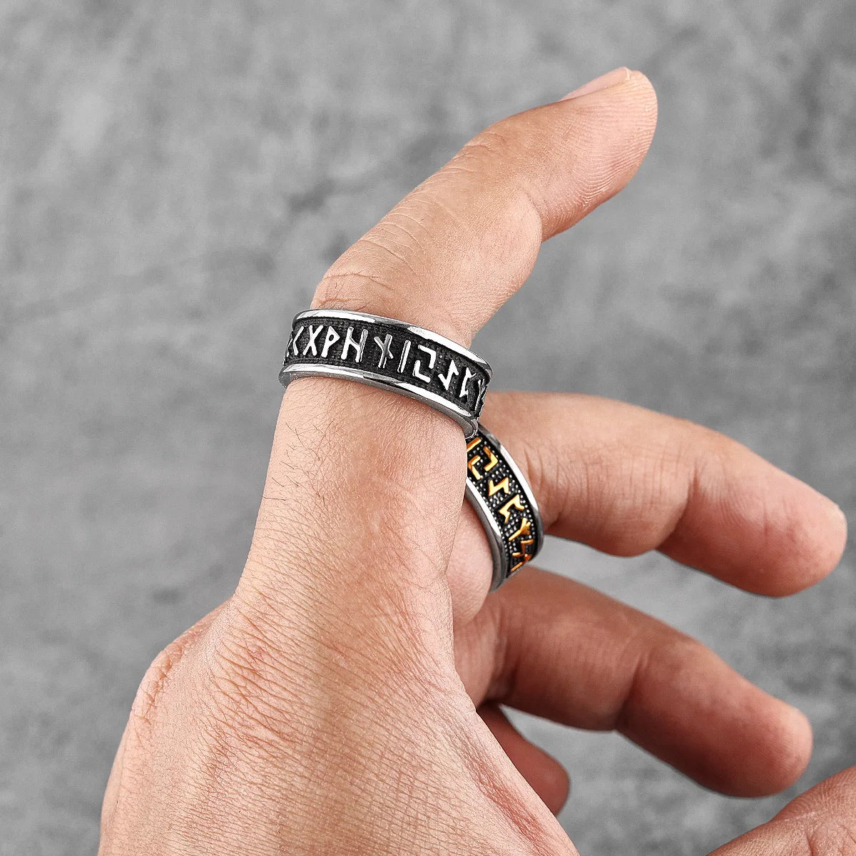 Retro Viking Character Stainless Steel Mens Rings Punk Simple Amulet For Male Boyfriend Biker Jewelry Creativity Gift