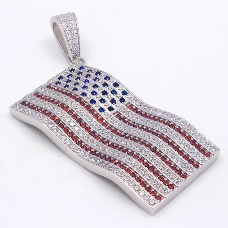 American Flag Pendant — 925 Silver