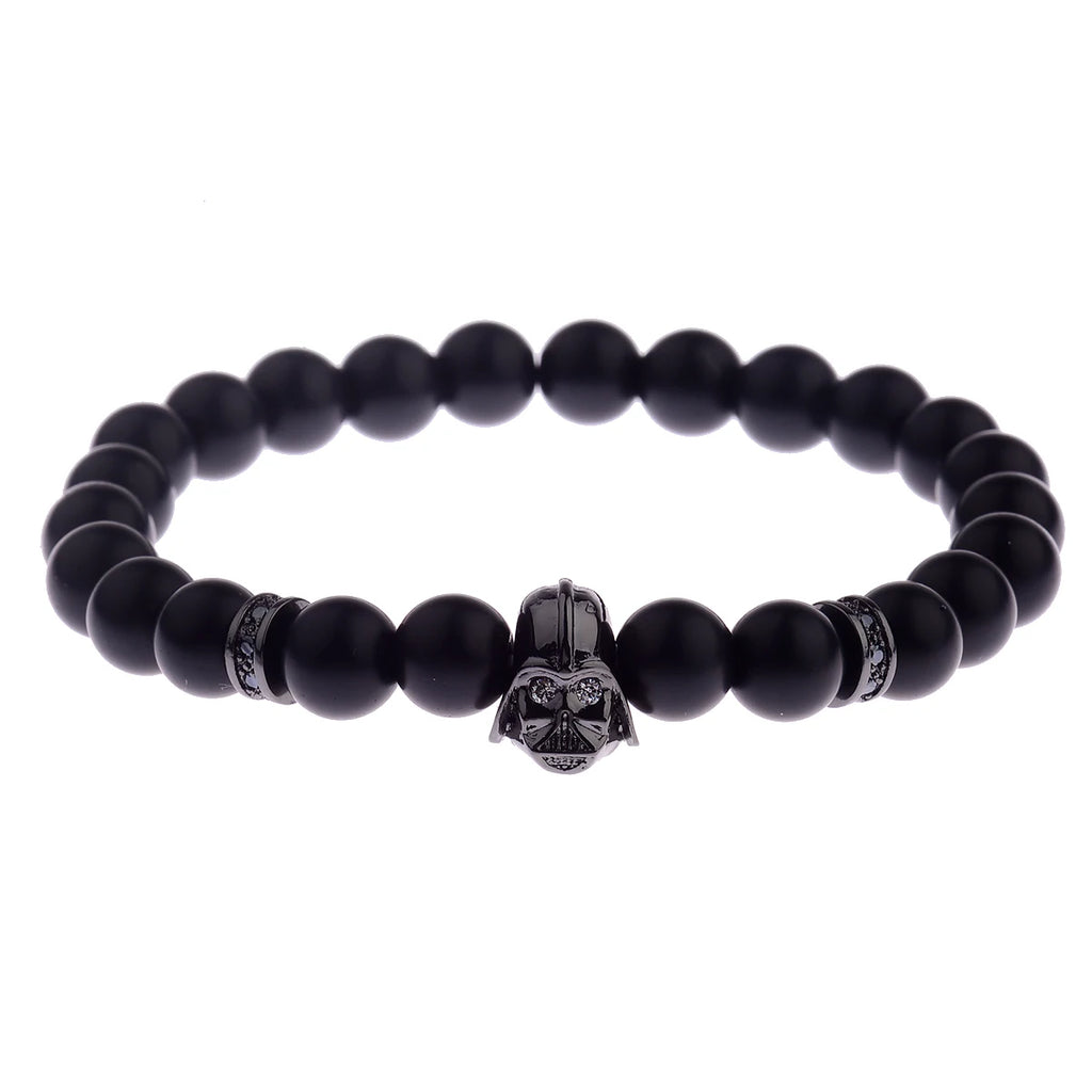 Charm Mens CZ Beaded Bracelets 8mm Bright Black Lava Stone Bracelets Homme Black Matte Bracelets For Women Dropshipping