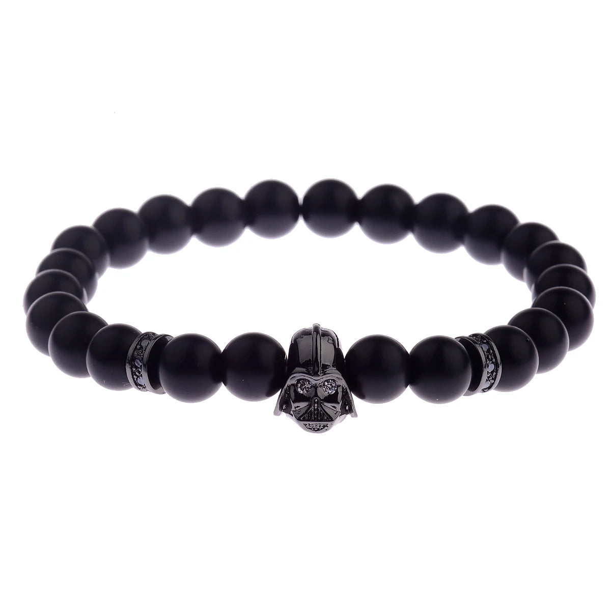 Charm Mens CZ Beaded Bracelets 8mm Bright Black Lava Stone Bracelets Homme Black Matte Bracelets For Women Dropshipping