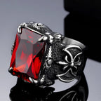 Classic Dragon Claw Blue/Black/Green/Red Zircon Big Stone Ring Men Stainless Steel Nordic Axe Viking Rings Punk Biker Jewelry