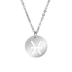 Lemegeton Zodiac Women's Necklace 12 Constellations Stainless Steel Pendant Choke Astrology Aries Leo Ring Jewelry Birthday Gift