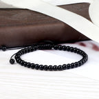 Beaded Bracelet 4 6 8mm Natural Stone Shiny Black Onyx Beads Bracelets & Bangles Adjustable Size Obsidian Wrist Jewelry