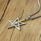 PENTAGRAM WITH LIGHTNING BOLT PENDANT SATANIC SYMBOL STAINLESS STEEL ANTON LAVEY SIGIL NECKLACE AMULET TALISMAN SIGN