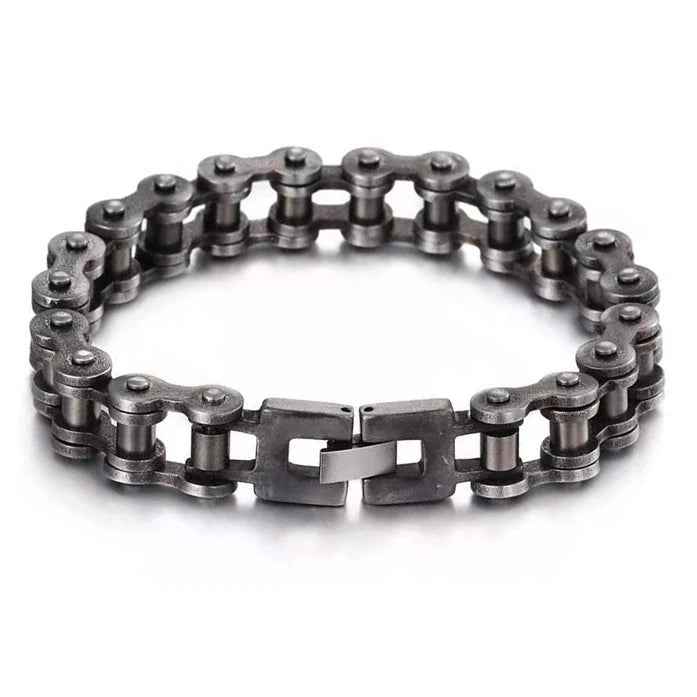 Retro Heavy Brush Stainless Steel Motorcycle Chain Bracelet 11/13MM Wide Mens Women Bike Biker Bracelets Hip-Hop Jewelry 19-23cm